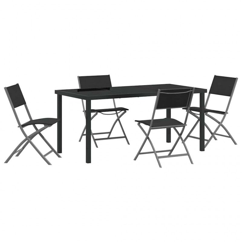 Zestaw do jadalni w ogrodzie 5 pcs Czarny