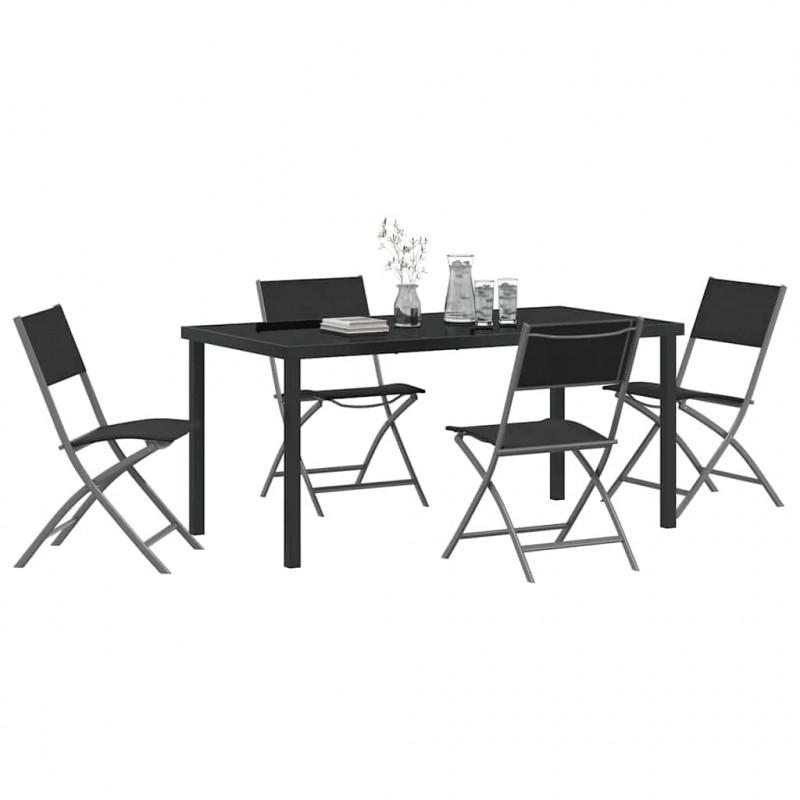Zestaw do jadalni w ogrodzie 5 pcs Czarny