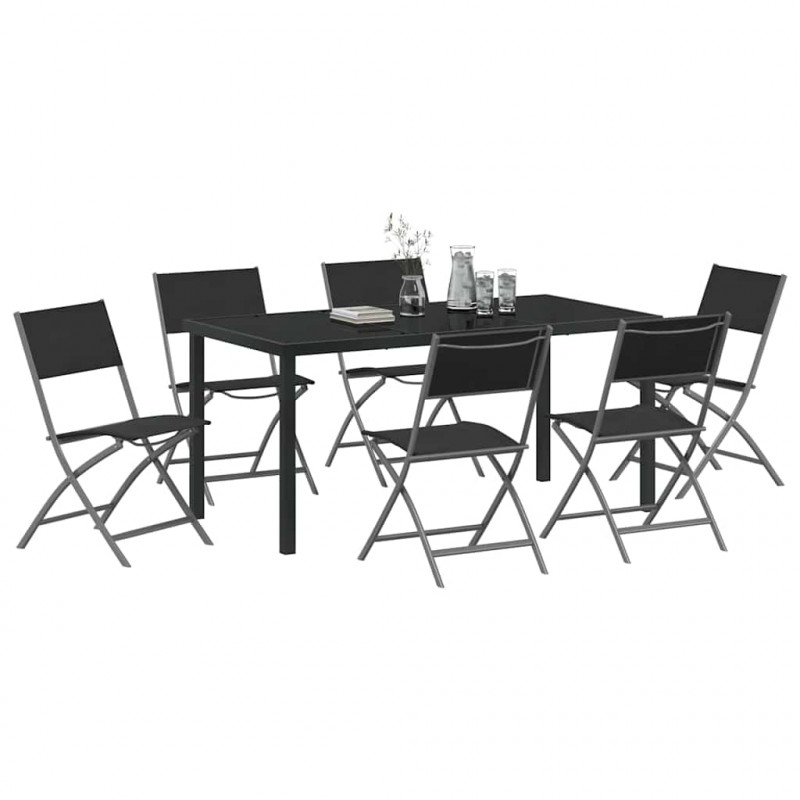 Zestaw do jadalni w ogrodzie 7 pcs Czarny
