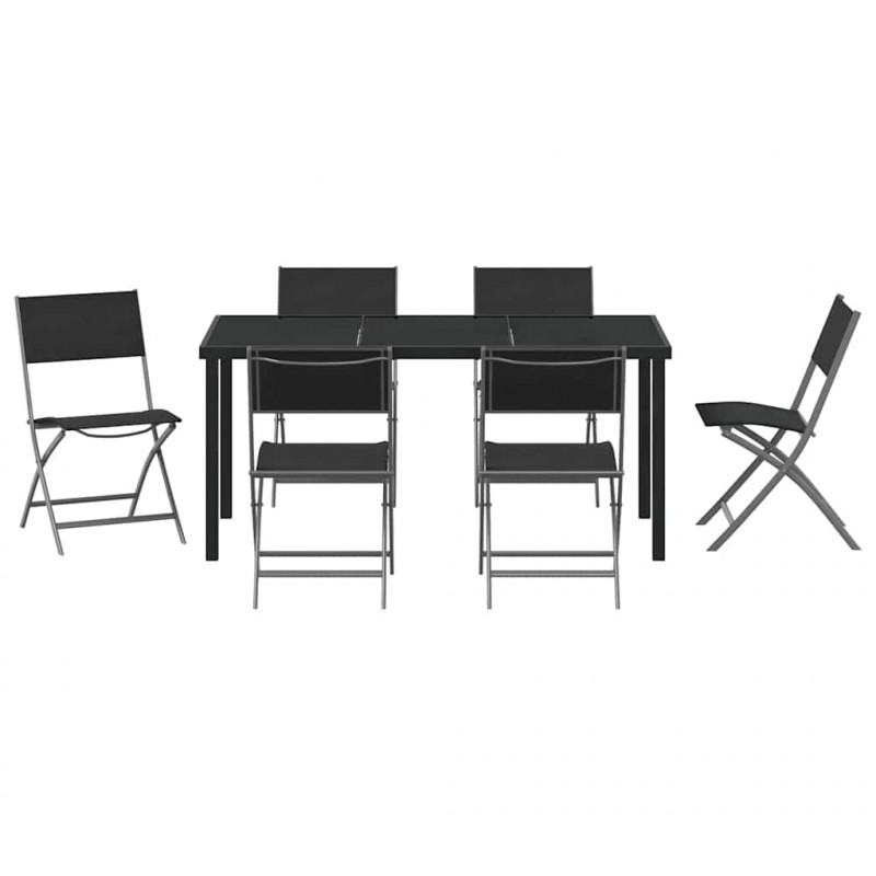 Zestaw do jadalni w ogrodzie 7 pcs Czarny