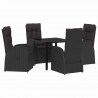 Zestaw do jadalni w ogrodzie z poduszką 5 pcs Czarny polirattan