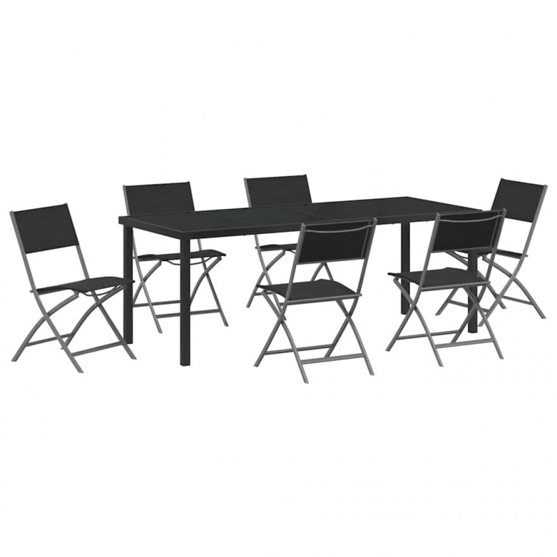 Zestaw do jadalni w ogrodzie 7 pcs Czarny