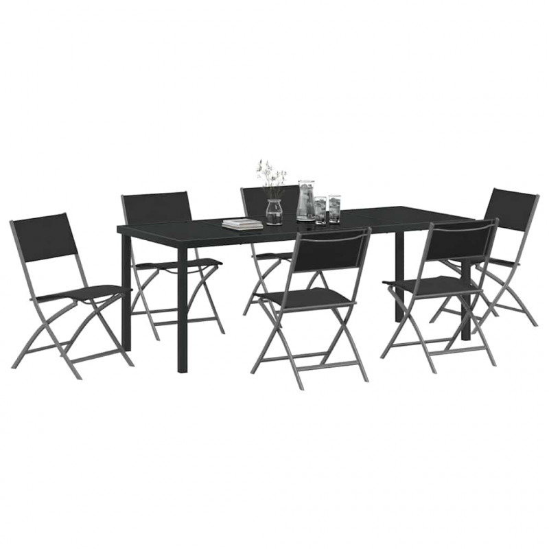Zestaw do jadalni w ogrodzie 7 pcs Czarny