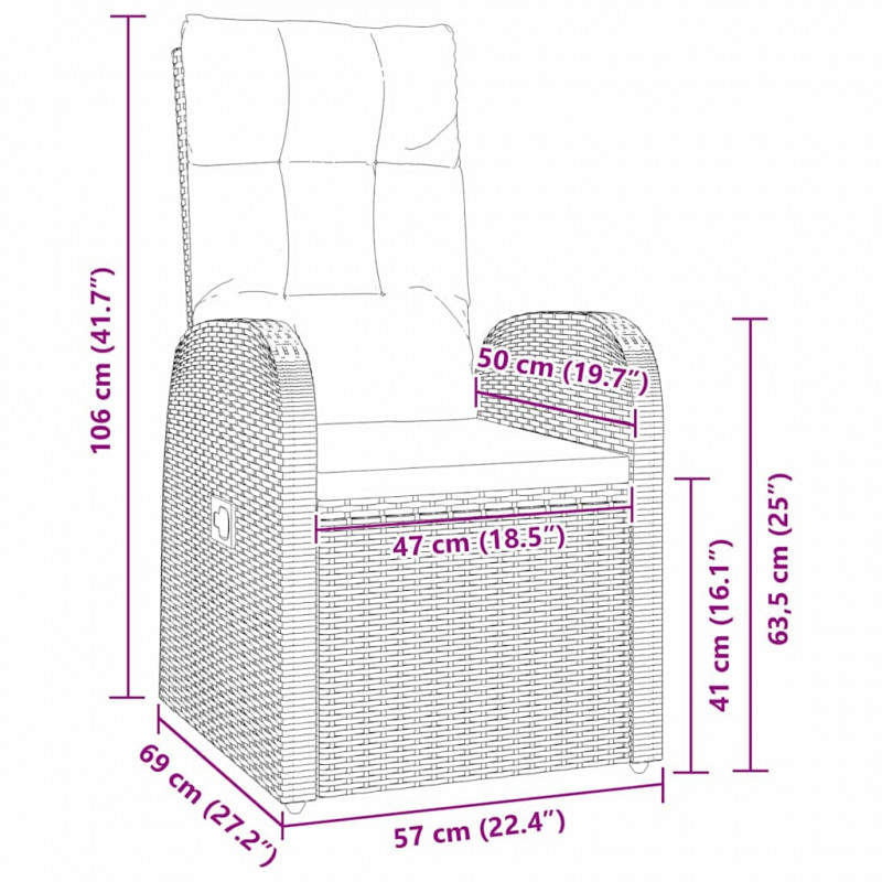 Zestaw do jadalni w ogrodzie z poduszką 5 pcs Czarny polirattan