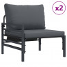 Zestaw Sof na Ogród z poduszką 9 pcs Czarny Stal