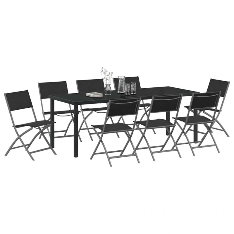 Zestaw do jadalni w ogrodzie 9 pcs Czarny