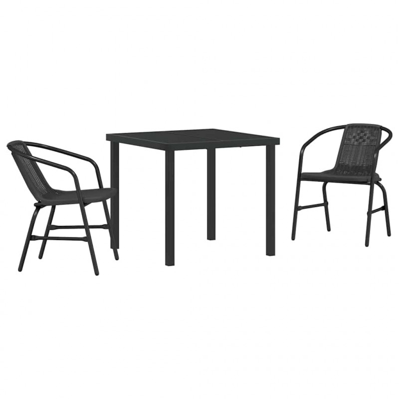 Zestaw do jadalni w ogrodzie 3 pcs Czarny