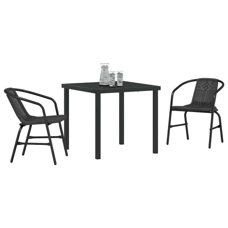Zestaw do jadalni w ogrodzie 3 pcs Czarny