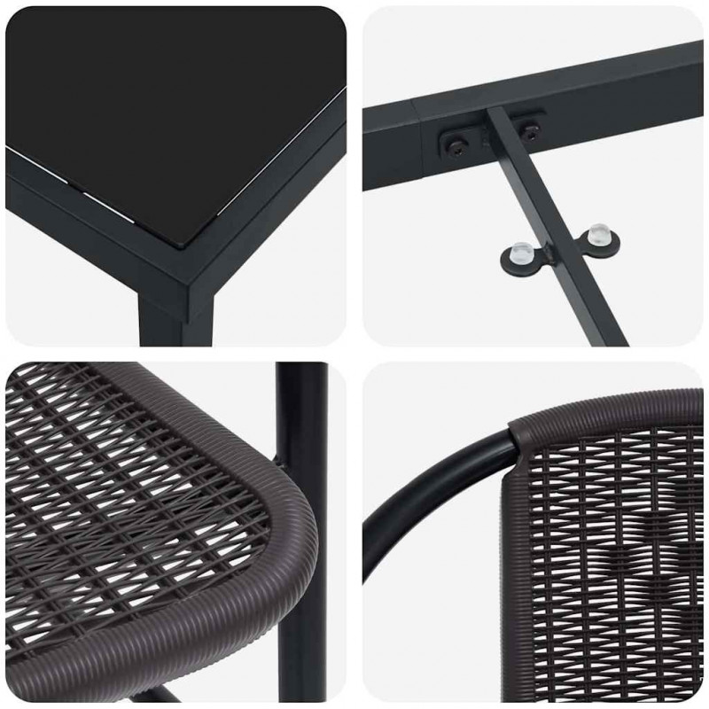 Zestaw do jadalni w ogrodzie 3 pcs Czarny