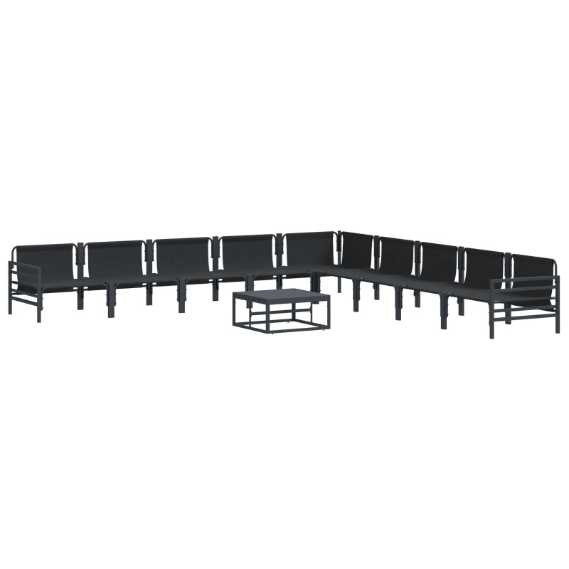 Zestaw Sof na Ogród z poduszką 10 pcs Czarny Stal