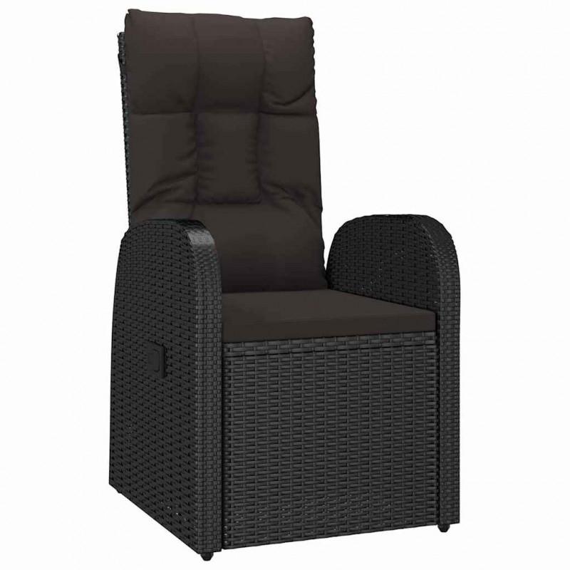 Zestaw do jadalni w ogrodzie z poduszką 9 pcs Czarny polirattan