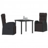 Zestaw do jadalni w ogrodzie z poduszką 3 pcs Czarny polirattan