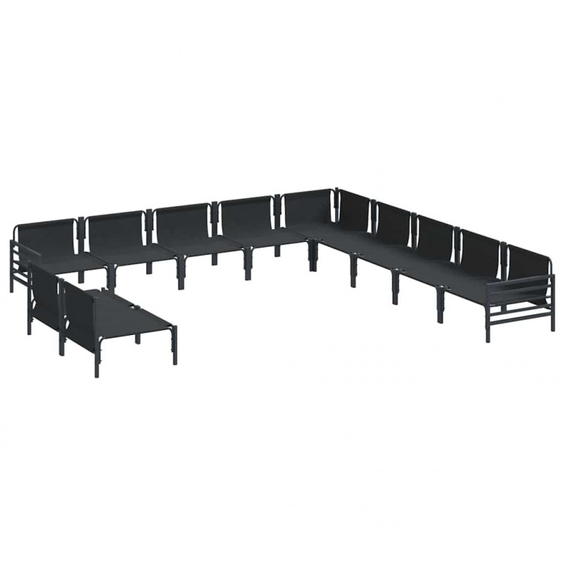 Zestaw Sof na Ogród z poduszką 11 pcs Czarny Stal