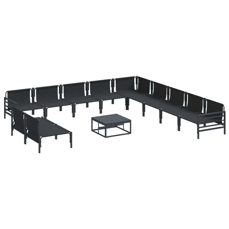 Zestaw Sof na Ogród z poduszką 12 pcs Czarny Stal