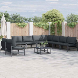 Zestaw Sof na Ogród z poduszką 9 pcs Czarny Stal