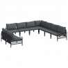 Zestaw Sof na Ogród z poduszką 9 pcs Czarny Stal