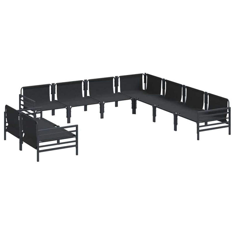 Zestaw Sof na Ogród z poduszką 9 pcs Czarny Stal