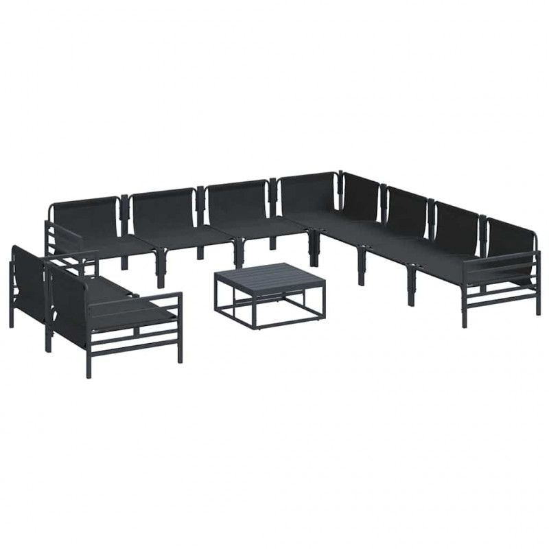Zestaw Sof na Ogród z poduszką 10 pcs Czarny Stal
