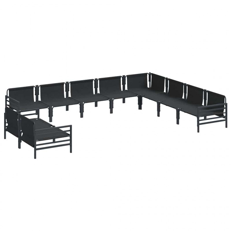 Zestaw Sof na Ogród z poduszką 10 pcs Czarny Stal