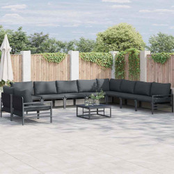 Zestaw Sof na Ogród z poduszką 11 pcs Czarny Stal