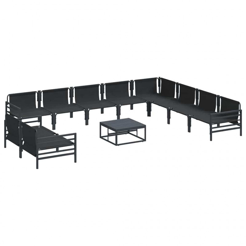 Zestaw Sof na Ogród z poduszką 11 pcs Czarny Stal