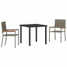 Zestaw do jadalni w ogrodzie z poduszką 3 pcs Szary polirattan