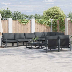 Zestaw Sof na Ogród z poduszką 8 pcs Czarny Stal