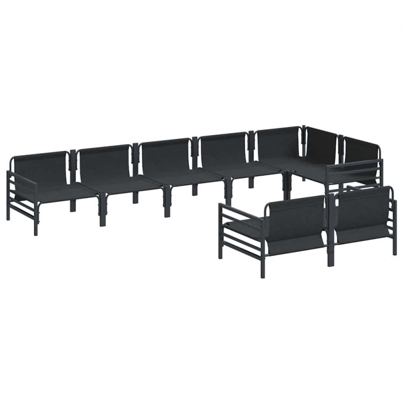 Zestaw Sof na Ogród z poduszką 8 pcs Czarny Stal