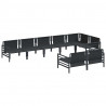 Zestaw Sof na Ogród z poduszką 8 pcs Czarny Stal