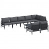Zestaw Sof na Ogród z poduszką 9 pcs Czarny Stal
