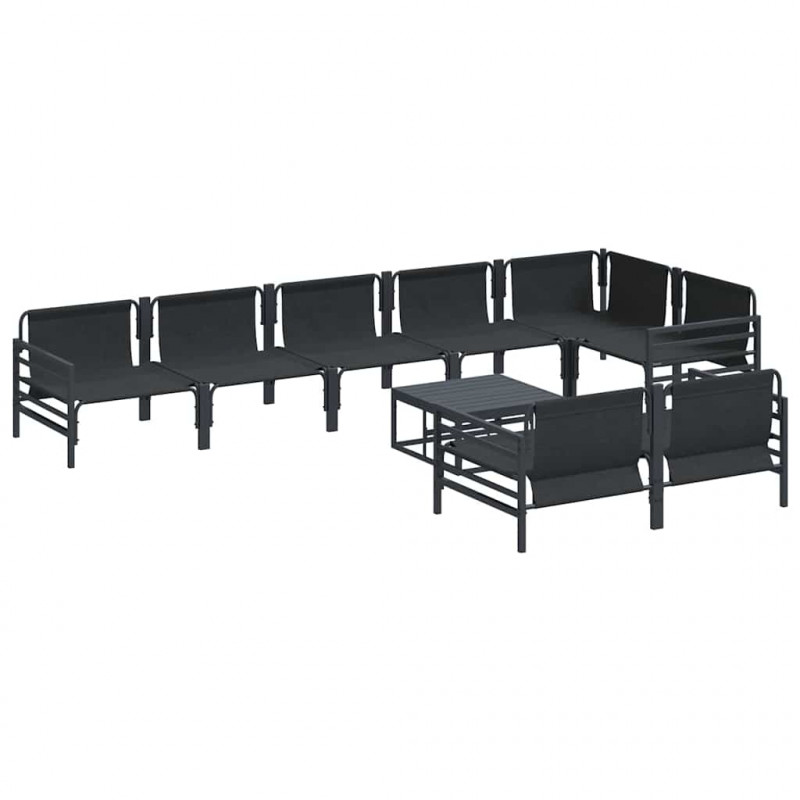 Zestaw Sof na Ogród z poduszką 9 pcs Czarny Stal