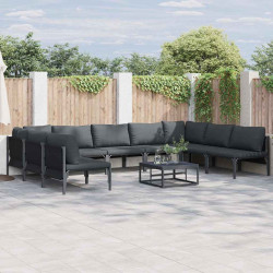 Zestaw Sof na Ogród z poduszką 9 pcs Czarny Stal