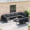 Zestaw Sof na Ogród z poduszką 9 pcs Czarny Stal