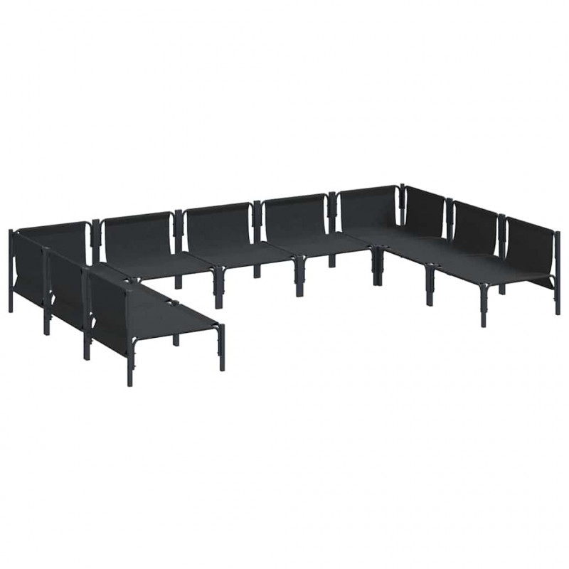 Zestaw Sof na Ogród z poduszką 9 pcs Czarny Stal