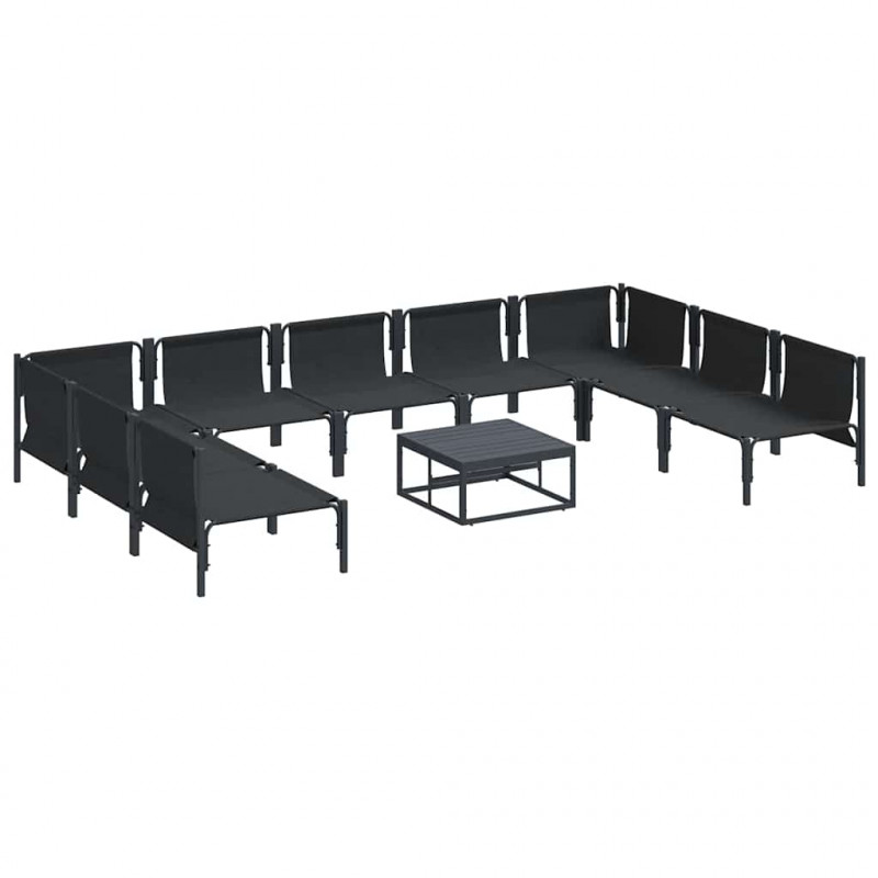 Zestaw Sof na Ogród z poduszką 10 pcs Czarny Stal