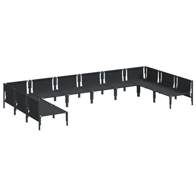 Zestaw Sof na Ogród z poduszką 10 pcs Czarny Stal
