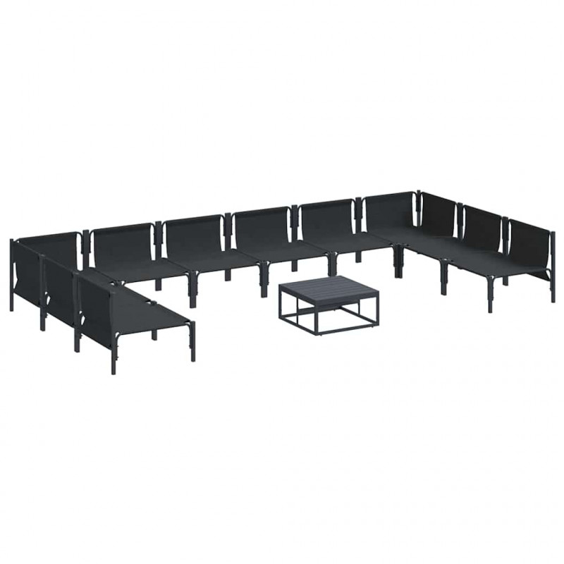 Zestaw Sof na Ogród z poduszką 11 pcs Czarny Stal