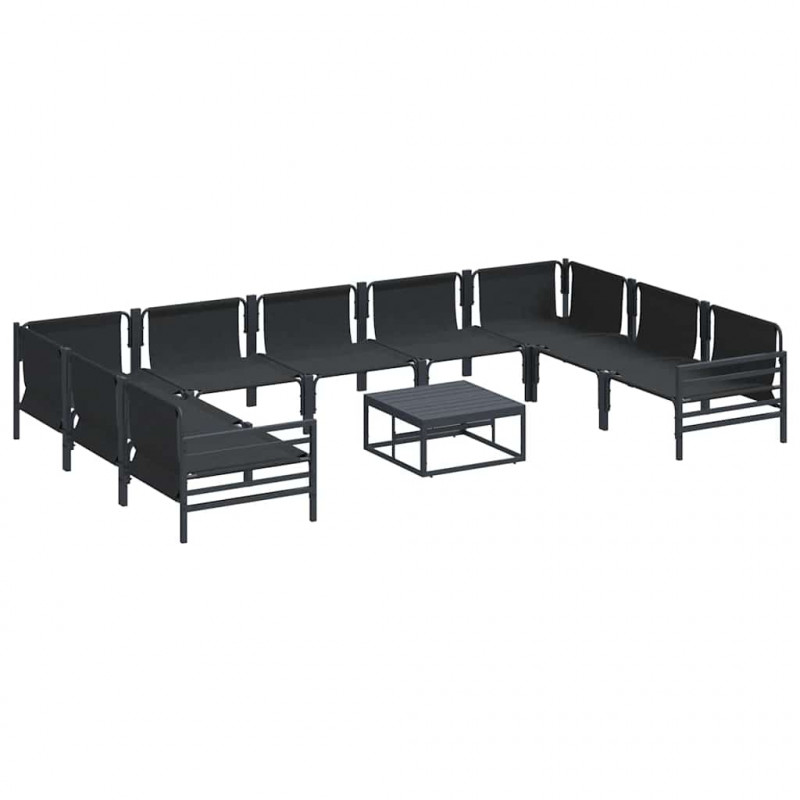 Zestaw Sof na Ogród z poduszką 10 pcs Czarny Stal