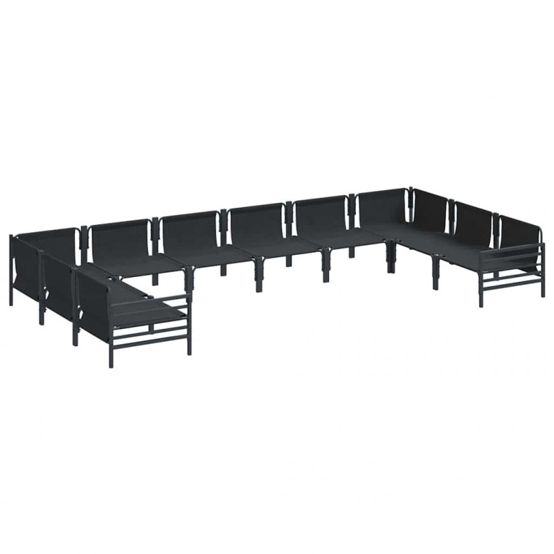Zestaw Sof na Ogród z poduszką 10 pcs Czarny Stal