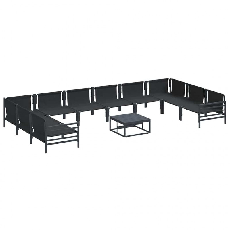 Zestaw Sof na Ogród z poduszką 11 pcs Czarny Stal