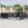 Zestaw Sof na Ogród z poduszką 11 pcs Czarny Stal
