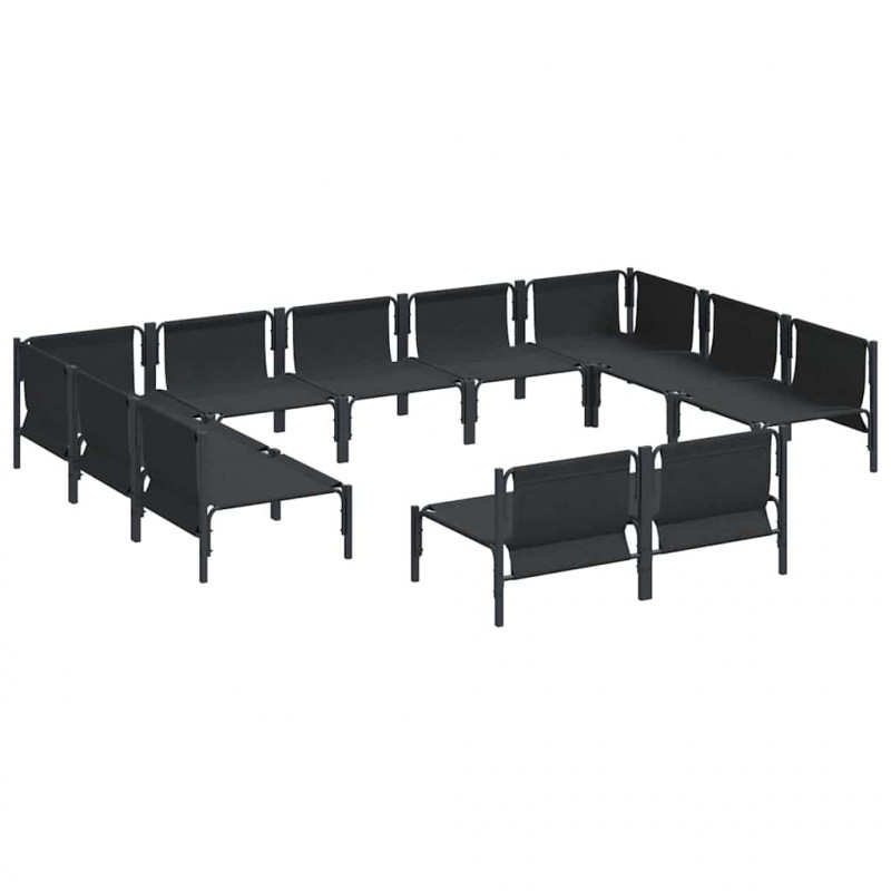 Zestaw Sof na Ogród z poduszką 11 pcs Czarny Stal