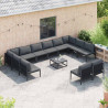 Zestaw Sof na Ogród z poduszką 12 pcs Czarny Stal