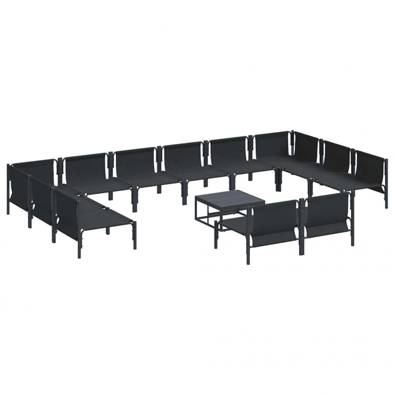 Zestaw Sof na Ogród z poduszką 13 pcs Czarny Stal