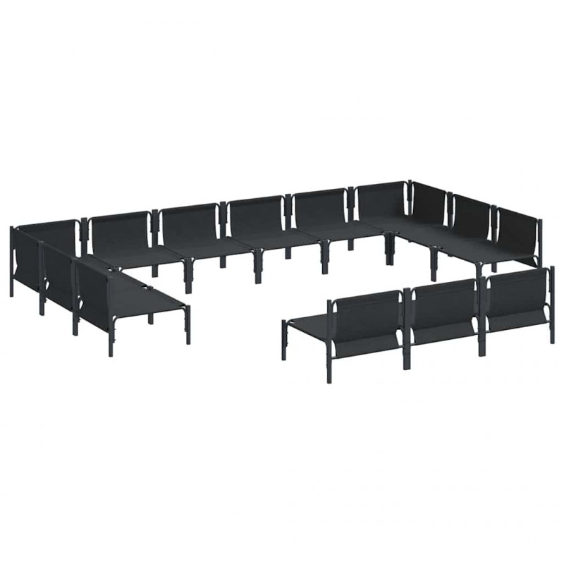 Zestaw Sof na Ogród z poduszką 13 pcs Czarny Stal