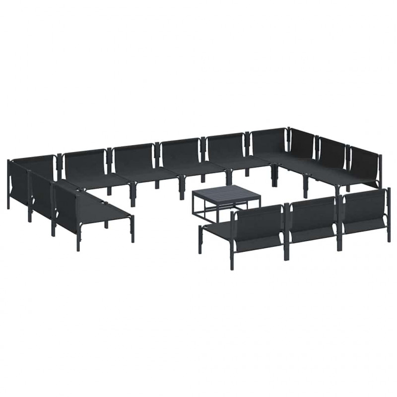 Zestaw Sof na Ogród z poduszką 14 pcs Czarny Stal