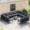 Zestaw Sof na Ogród z poduszką 11 pcs Czarny Stal