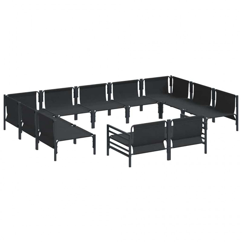 Zestaw Sof na Ogród z poduszką 11 pcs Czarny Stal