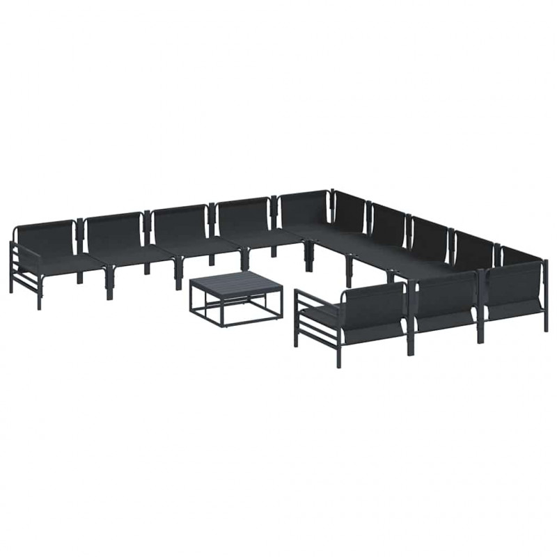 Zestaw Sof na Ogród z poduszką 12 pcs Czarny Stal