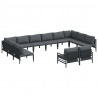 Zestaw Sof na Ogród z poduszką 12 pcs Czarny Stal